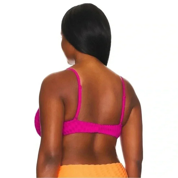 Good American Jacquard Demi Cup Bikini Top in Hawaiian Pink Size X- 6 - Picture 4 of 9